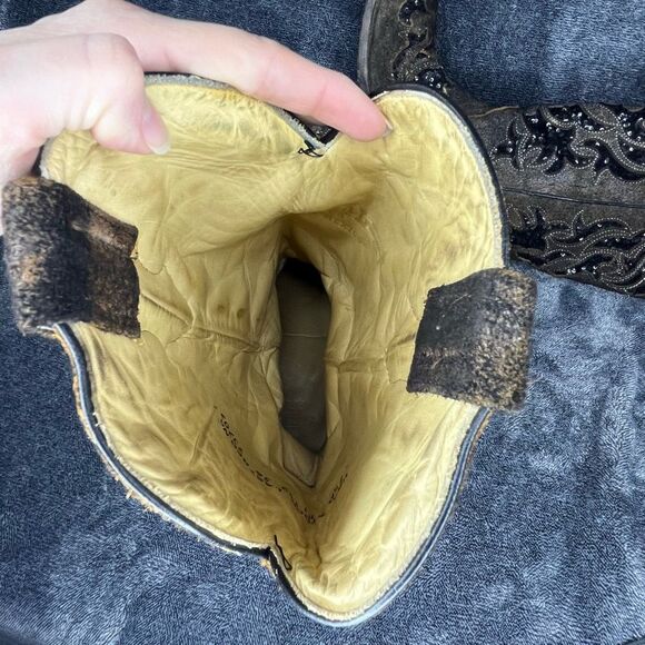 CORRAL BOOTS Brown Black Sequence Inlay Suede with Sequins Cowgirl Boots Size 7. - Picture 7 of 8